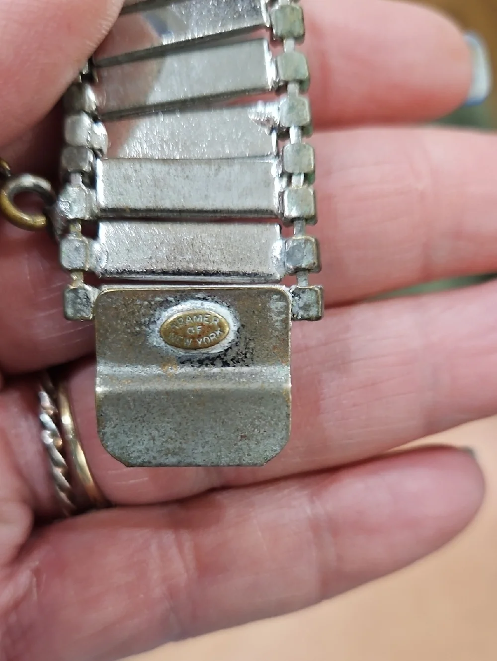 Kramer Of New York White Milkglass Rhinestone Bracelet‎ Matching Clip Earrings